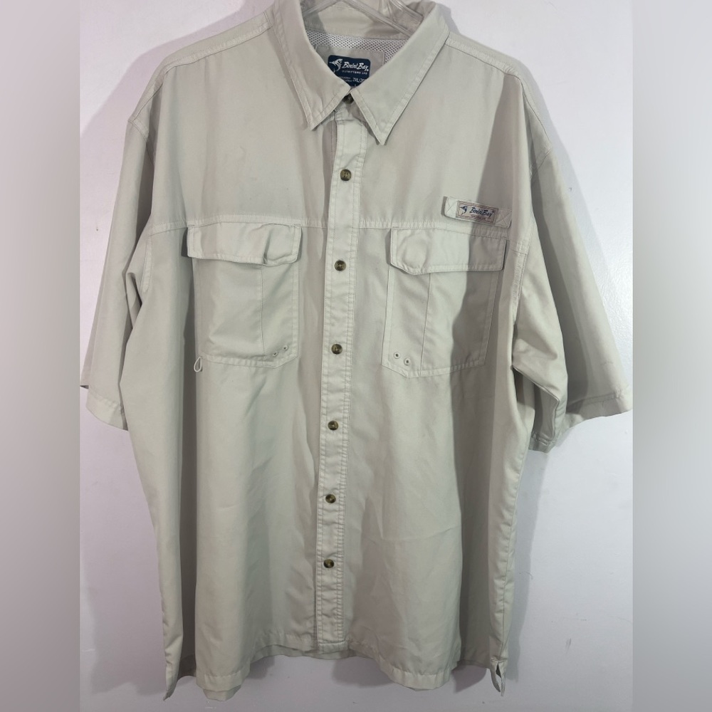 Bimini Bay Outfitters Men’s 2XL Vented Fishing Shirt Short Sleeve Khaki Beige